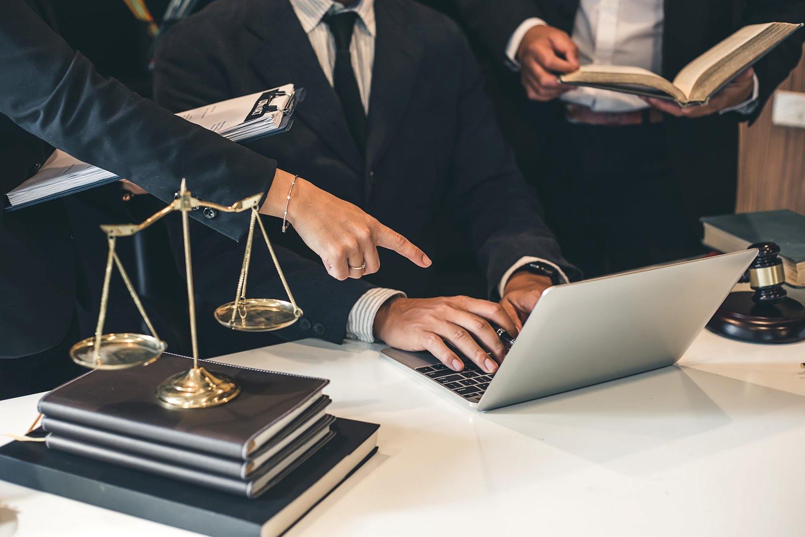 Scales of justice and legal documents